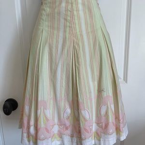 Poleci Skirt Sz 10 Light Green Pink Pleats A Line